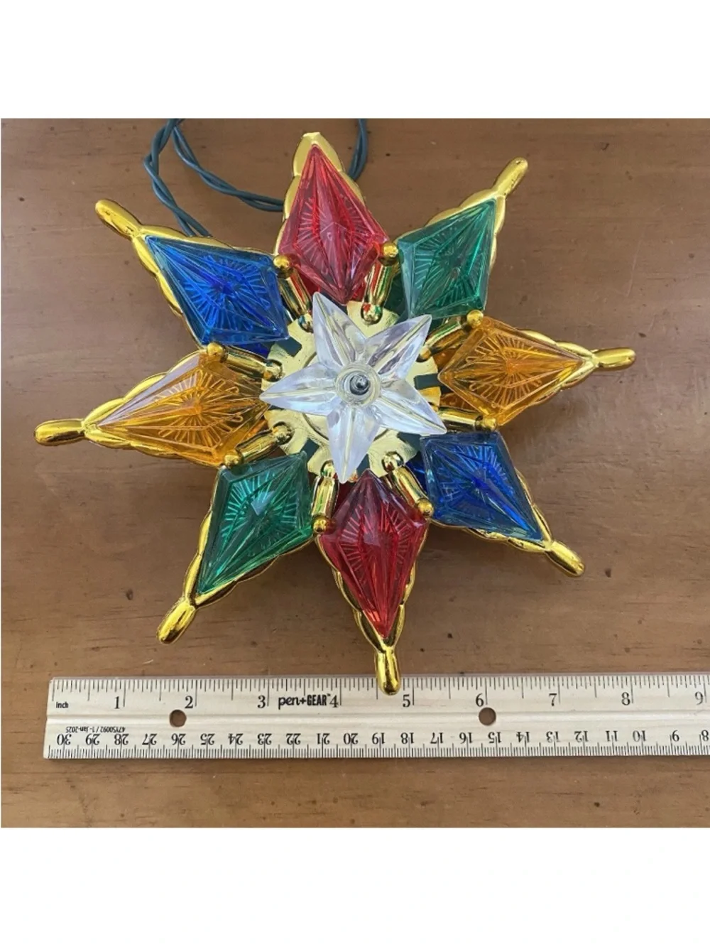 Vintage Retro Multicolored 8 Point Star Light Up Holiday Christmas Tree Topper